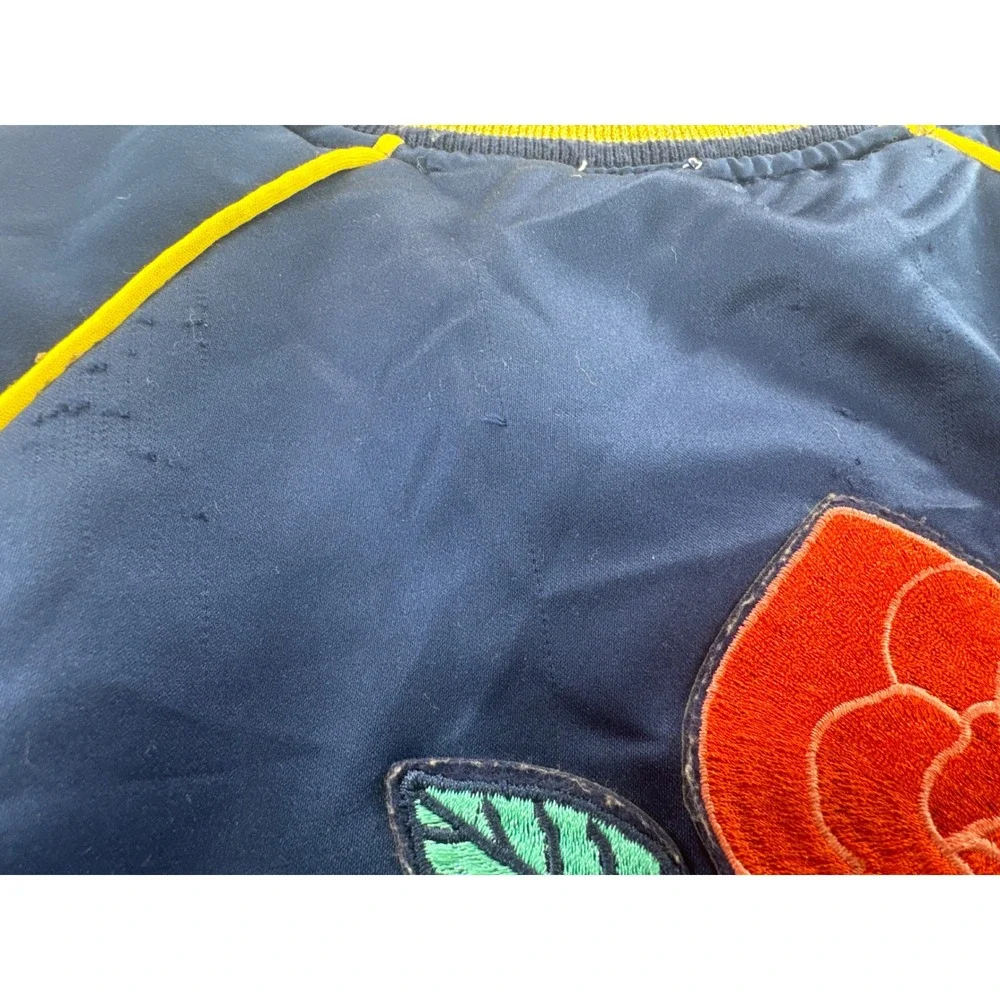 Y2K‎ Disney Princess Belle Bomber Jacket Blue Satin Rose Embroidered Girls